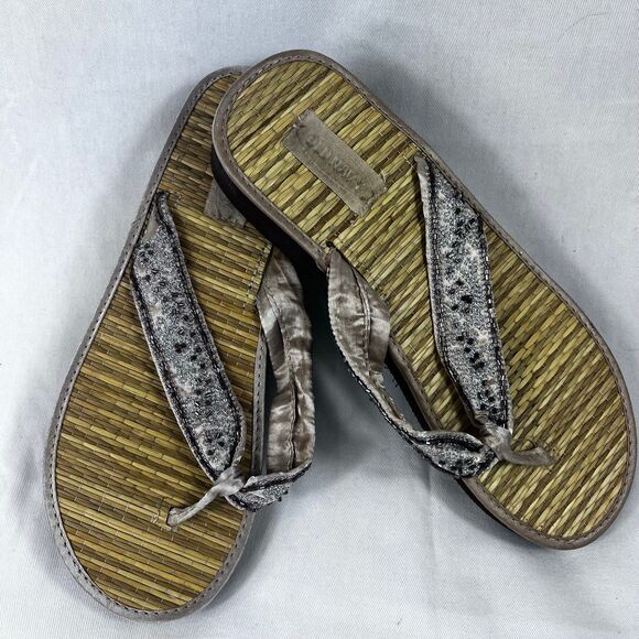 NWT Old Stock VTG Old Navy Y2K Beaded Bamboo Sandals Flip Flops sz 8 - Picture 1 of 4